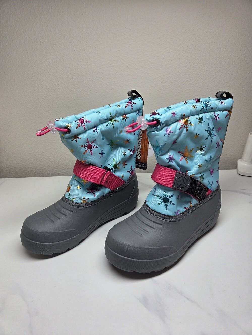 Northside Kids Frosty Polar Snow Boots Blue Multi Snowflake Size 1 NIB NWT